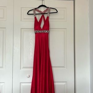 Red silk pageant/prom dress. Only worn once